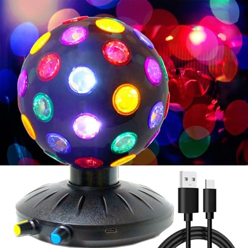 Image of 6 Inches Disco Ball Light Adjustable Rotating Speed and Brightness Party Lights Strobe Lamp Stage Light with USB Cable for Kids Birthday Gathering Xmas Décor (USB/AA Battery Power) (Black)