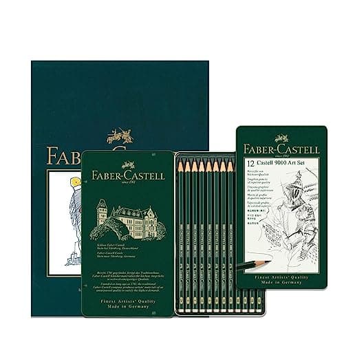 Image of Faber-Castell A4 Sketch Pad, 40 Sheets, 160gsm & Castell 9000 Art Set Tin of 12, Adult Colouring Books, Craft Supplies, Drawing, Sketching, Lightfast Pencils, Schools, Home, College