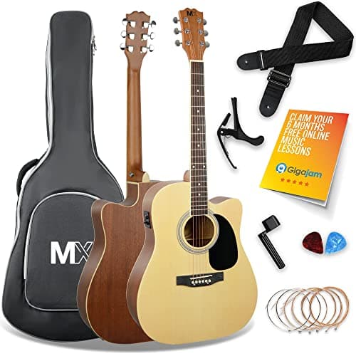Image of MX by 3rd Avenue Performance Series Electro-Acoustic Guitar Full Size Guitar Package with Natural Cutaway Spruce Top