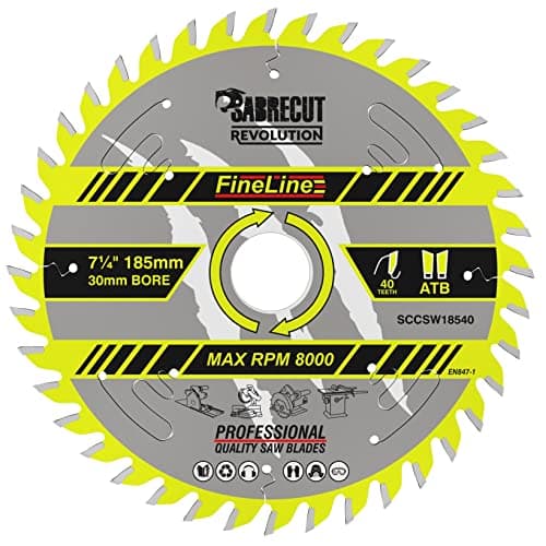 Image of 1 x SCCSW18540 SabreCut 185mm 40T x 30mm Bore FineLine Thin Kerf Wood Plywood MDF Chipboard Cross Cutting and Rip Cutting Circular Saw Blade