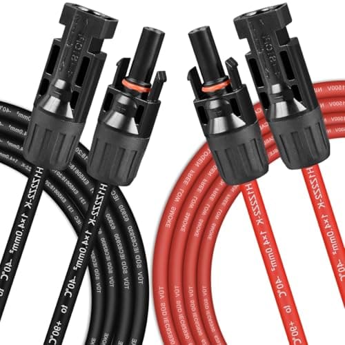 Image of 4mm² Solar Panel Extension Cable 5M/16FT, Solar Cable Extensions Wire, Solarpanel Connector Cables Waterproof IP68 with Female and Male Connectors Panels Connectors Cables Wires Adapter (Red + Black)
