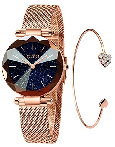 Image of CIVO Womens Watches Set Ladies Stainless Steel Minimalist Waterproof Rectangle Rose Gold Wrist Watch Designer Simple Elegant Casual Slim Analogue Watches for Ladies Girls