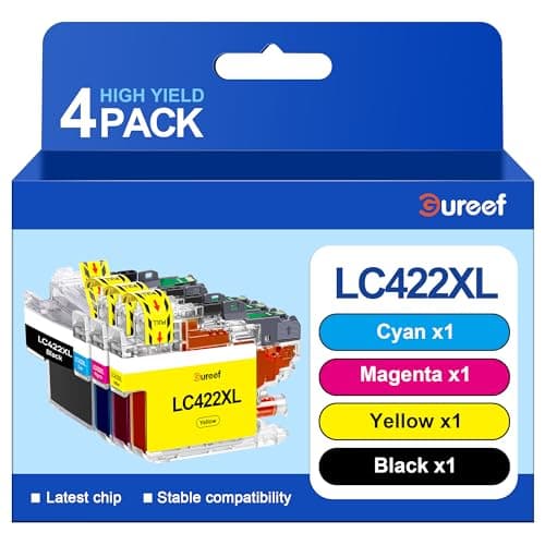 Image of Gureef LC422XL Ink Cartridges for LC422 Ink Cartridges for Brother LC422XL Ink Compatible with Brother MFC-J5340DW MFC-J6540DW MFC-J5345DW MFC-J5740DW MFC-J6940DW (4-Pack, Black Cyan Magenta Yellow)