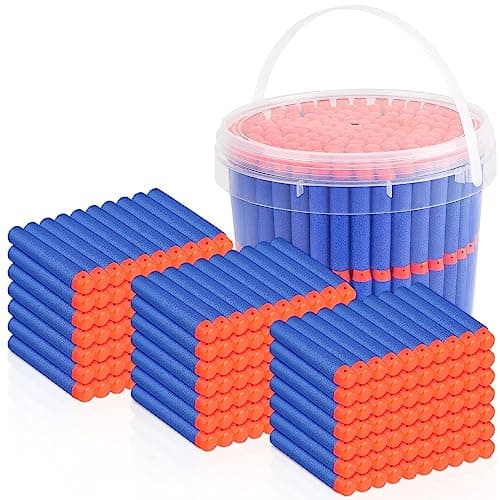 Image of 300 Refill Darts Foam Bullets fit for Nerf Gun Elite, Darts Ammunition for N-Strike Elite Series Blasters, Dart Accessories with Portable Storage Bucket, Blue