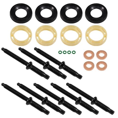 Image of Fuel Injector Nozzle Seal Kit Compatible with Ford Focus C-Max Fiesta 1.6 TDCI Citroen C3 C4 C5 1.6 HDI,Fuel Injector Seal + Washer + O Ring Set + Injector Studs, Injector Holder Repair Kit 1314368