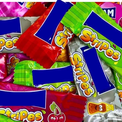 Image of Moam Stripes Bag - Individually Wrapped Fruit & Coliia Flavoured Chewy Sweets (400g)
