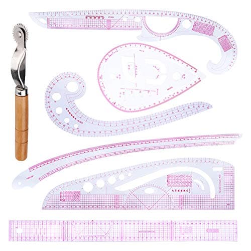Image of DIY Sewing Ruler Tailor Set 7 Pieces French Metric Ruler Set Plastic Curve Shaped Grading Rulers for Dressmaking Pattern Design Bendable Drawing Template for Dressmaking Multi-Purpose Cutting Ruler