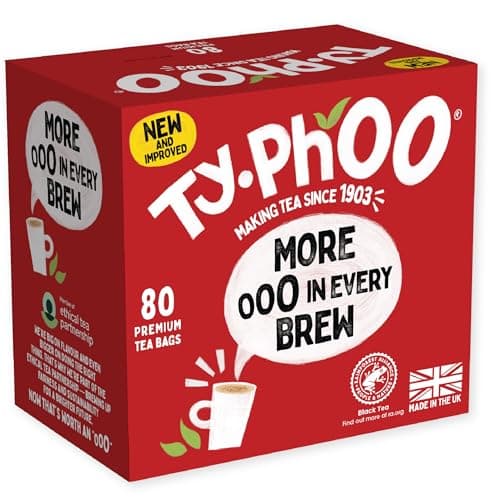 Image of Typhoo • 80 Premium Black Tea Bags • Ethically Sourced Tea Leaves • Packed in the UK • Refreshing Everyday Blend • Bold and Full of Flavour