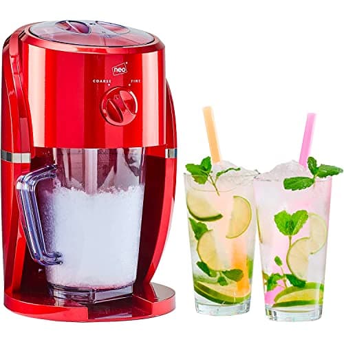 Image of Neo Ice Crusher Slush Machine Electric Crushed Ice Freestanding Maker with Removable Jug for Blending Slushies, Cocktails, Frappe, Coffee and Iced Tea (Red)