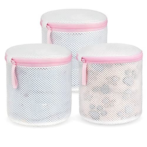 Image of flintronic 3 x Cylindrical Laundry Bag with Zip for Machine Washing, Reusable Laundry Nets for Blouse, Bottoms, Underwear, Bra, Lingerie