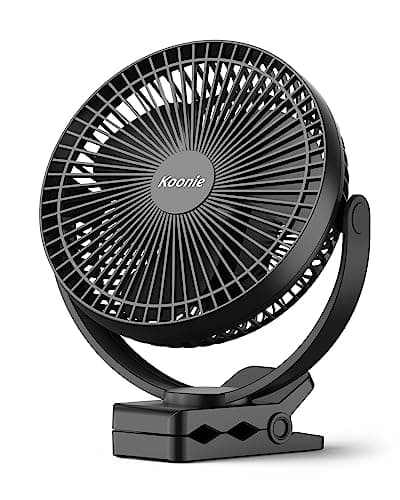 Image of Koonie 10000mAh Portable Clip on Fan, 8 Inch Rechargeable Desk Fan, 360° Rotate & 4 Speeds USB Fans, Strong Airflow, Sturdy Clamp for Office Desk Golf Car Outdoor Travel Camping Tent Gym Treadmil