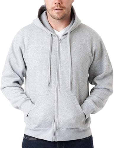 Image of LABEL APPAREL Mens Zip Up Hoodie 300GSM Fleece Plain Pullover Zipped (UK, Alpha, 3XL, Regular, Regular, Grey)