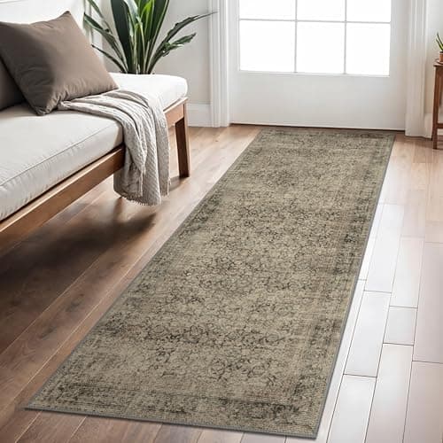 Image of BEIMO 80x150cm Area Rugs for Bedroom,Vintage Boho Carpets for Living Room Non Slip Machine Washable Rug Short Low Pile Rug for Kitchen Dining, Hallway, Office-Brown
