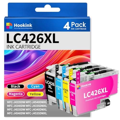 Image of Hookink LC426XL LC 426 XL Ink Cartridge Multipack Compatible for Brother LC-426 LC-426VAL Ink for MFC-J4335DW MFC-J4340DW MFC-J4535DW MFC-J4540DW Printers (1 Black 1 Cyan 1 Magenta 1 Yellow)