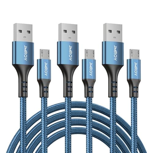 Image of JMROY Micro USB Charger Cable [3-Pack 1M] | Fast Charging, Data Transfer Lead for Samsung S6/S7 Edge, Tab 4, Moto G5S Plus, Sony Xperia Z3/Z5, Kindle, PS4, Xbox, Huawei Honor 7X