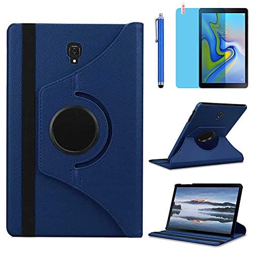 Image of Case for Samsung Galaxy Tab S4 10.5 inch 2018 (SM-T830 SM-T835 SM-T837), 360 Degree Rotating Stand Case Smart Protective Cover with Stylus Pen,Screen Film (Deep Blue)