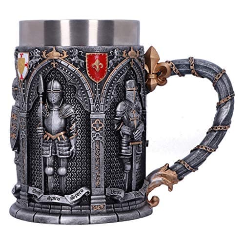 Image of Nemesis Now B5167R0 Vow English Armoured Knight Latin Oath Tankard, Silver, 15.3cm