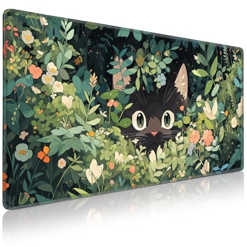 Image of Acezeek Gaming Mouse Pad XXL, 900X400mm Mouse Mat Large Desk Pad Mousepad with Stitched Edges & Anti-Slip Base Mousemat for Gaming,Office,Home(Green&Cat)