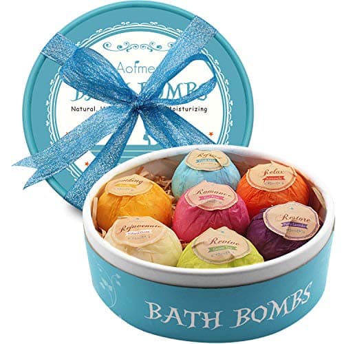 Image of Aofmee Bath Bombs Gift Set, 7pcs Fizzies Spa Kit Perfect for Moisturizing Skin, Birthday Valentines Mothers Day Anniversary Christmas Best Gifts Ideas for Women, Mum, Girls, Her, Kids