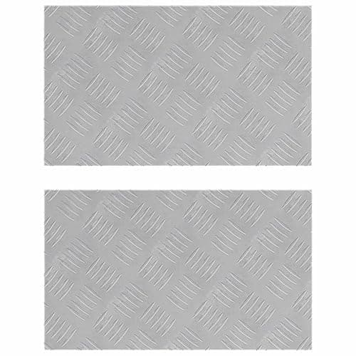 Image of RCODSSK Aluminium Modern Checker Plate Stair Tread 2 Pack Silver 50 x 30 cm, Indoor Outdoor Non-Slip Step Mat for Home Office