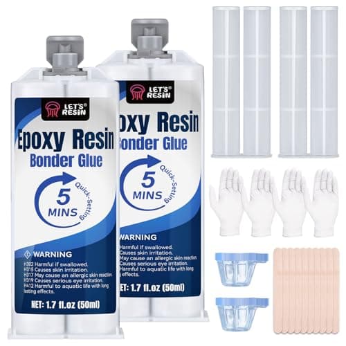 Image of LET'S RESIN 5 Minute Epoxy Glue 100ml, Clear High Strength Adhesive 2-Part Epoxy with Mixing Tools, Waterproof Fast Cure Resin Glue for Wood, Ceramics, Plastic, Glass, Metal, Repair