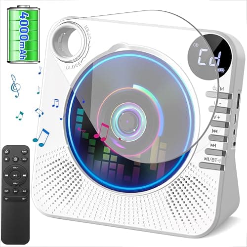 Image of 4000mAh Rechargeable CD Player Portable with Bluetooth,HiFi Stereo Speakers,Wireless CD Players with Remote Control, 5 EQ,A-B Repeat, LED Display, Support CD/USB/AUX/3.5mm JackCD Player for Home
