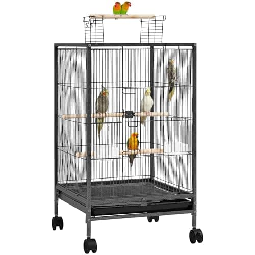 Image of Yaheetech 89.5cm Iron Open-Top Bird Cage Parrot Cage with Rolling Stand for Parakeets Budgies Lovebirds Small-Sized Birds
