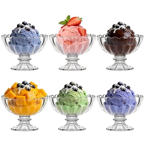 Image of MYKAGS Dessert Bowls 125 Ml Set of 6, Lead-Free Crystal Glass Ice Cream Bowls, Small Serving Bowls for Fruit Jellies Snacks, Durable and Dishwasher-Safe, Ideal for Parties and Gatherings
