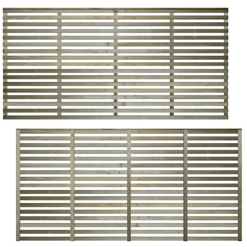 Image of Premier Vogue, 6ft x 3ft Fence Trellis Panel Wooden Screen Horizontal Slatted | Decorative Contemporary Venetian-Style Privacy Topper for Outdoor Living Space (Wide: 182.8cm x High: 89.5cm)
