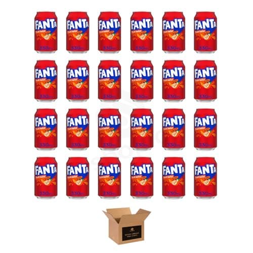 Image of Fanta – Original Fruit Flavoured Sparkling Fizzy Soft Variety Drinks, Cans Bottles | Orange, Lemon, Fruit Twist, Pineapple & More | Regular & 0 Sugar | (Cans 24 pack- 330ml, Fruit Twist)