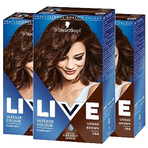 Image of 3 x Schwarzkopf Live Color XXL HD Intense Colour Permanent Coloration 88 Urban Brown