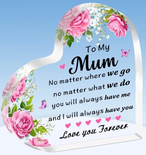 Image of TTOVEN Mum Gifts Mum Birthday Gifts Mothers Day Gifts Beautiful Heart Acrylic Plaque Mum Christmas Gifts