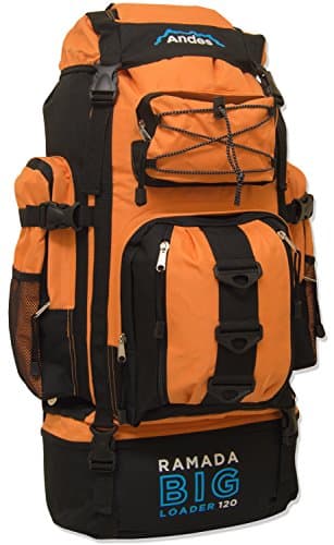 Image of Andes Bright Orange Ramada 120L Extra Large Hiking Camping Backpack/Rucksack Luggage Bag