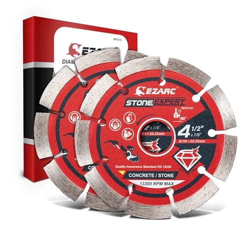 Image of EZARC Diamond Cutting Discs, 115mm Segmented Diamond Cutting Accessory for Angle Grinder, Cutting Wheel for Stone, Concrete, Marble, Granite, Brick, Masonry & Curb (2-Pack)