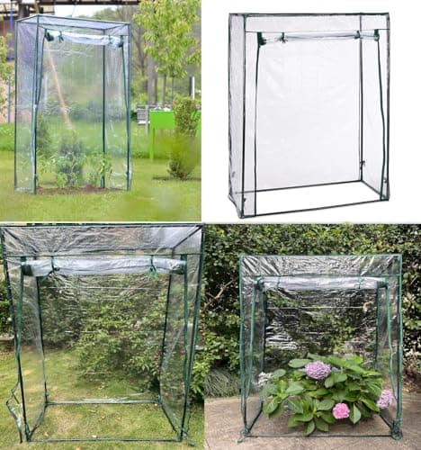 Image of Garden Haven ®Walk in Tomato Mini Greenhouse Metal Frame with Reinforced Plastic PE Weather Cover with Roll-up Door Garden Vegetables Grow Tent and Cultivation Zip up front Balcony Patio Easy Set Up