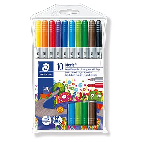 Image of STAEDTLER 320 NWP10 Noris Double-Ended Fibre-Tip Pens - Assorted Colours (Pack of 10 Pens)