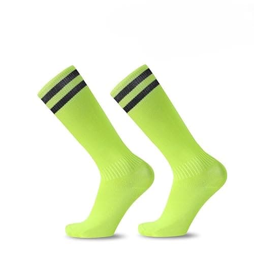 Image of Childrens Football Socks Kids - Aged 5-13 Football Breathable Soccer Sock Long Football Sports Socks for Kids Boys Girls Youth Running,Training,Rugby,Hockey (UK, Age, One Size, Regular, Green)