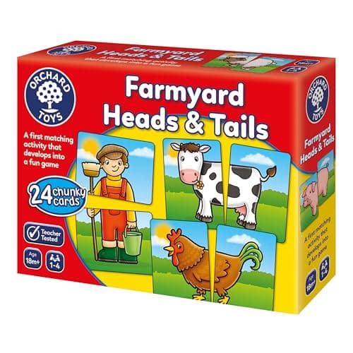 Image of Orchard Toys Farmyard Heads and Tails Game, Memory & Matching Pairs Card Game, Educational Games and Toys for Toddler and Preschool, 18-Month-Old and Up