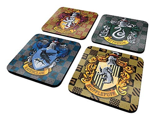 Image of Harry Potter Shields Coaster Set, Multi-Colour, 10 x 10 cm (4 Pieces)