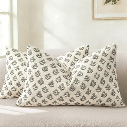 Image of YCOLL Vintage Floral Cushion Covers 30x50 Set of 2 Spring Cushion Covers Decorative Modern Farmhouse Decor Cushion Cover Sofa Cushions for Sofa Chair Bed Living Room Home Decor Sage Green