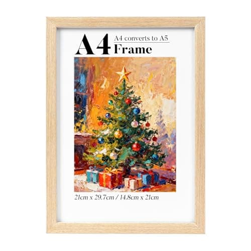 Image of HOUSE DAY A4 Photo Frame, Solid Wood A4 Frame with Mount, A4 Picture Frame, Certificate Frame Wall Hanging for Family, Landscape, Pet Memorial, Wedding, 21x29.7cm, Pack of 1