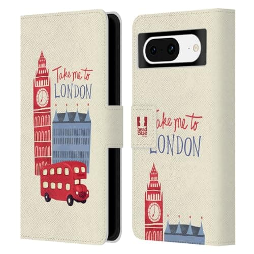 Image of Head Case Designs Travel London Best Leather Wallet Case Compatible With Google Pixel 8