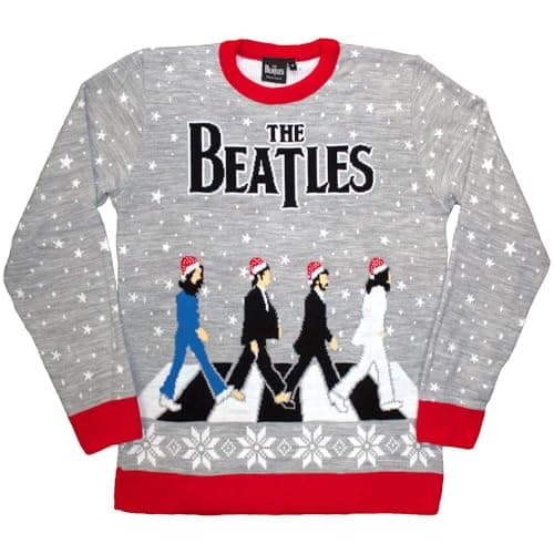 Image of The Beatles Unisex Adult Drop T Abbey Road Christmas Sweatshirt (L) (Grey)