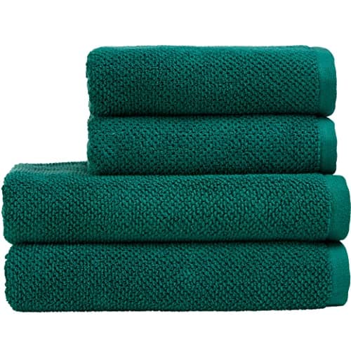 Image of Christy Brixton 4 Piece Towel Set | Emerald Green | 100% Cotton | Ultra Soft | Super Absorbent | 600GSM | 2 Bath Towels 2 Hand Towels