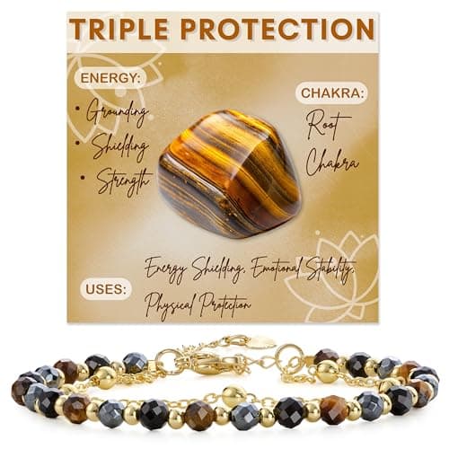 Image of Farfume Triple Protection Crystal Bracelet Beaded Bracelets for Women 4mm Natural Stone Beads Gemstone Handmade Jewelry