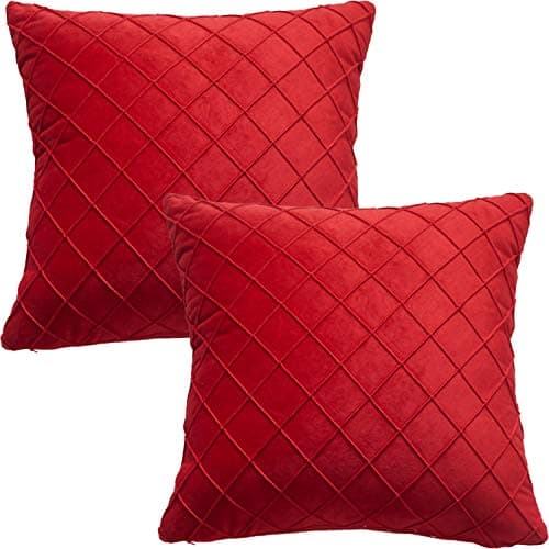 Image of GONOVE Cushion Covers 55X55cm Soft Velvet Decorative Throw Pillow Cases Pack of 2 Square Pillow Covers Pillowcases with Invisible Zipper for Home Couch Sofa Bed, Red