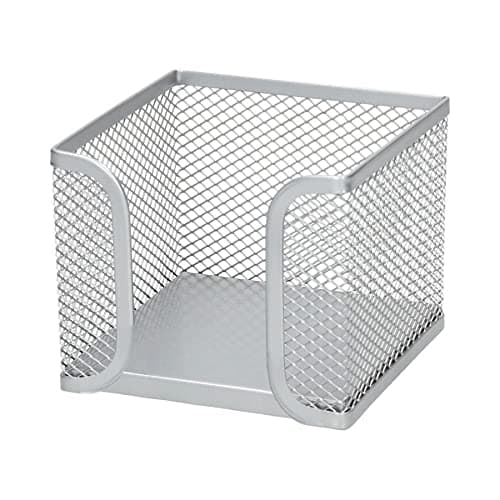 Image of D.RECT - Note Box | Made of Mesh | Solid Metal | For the Modern Workplace | Silver - 95 x 95 x 80 mm