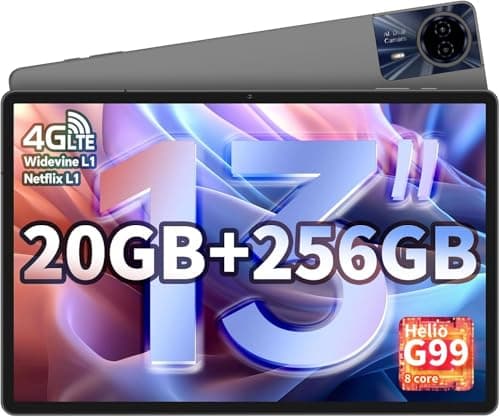 Image of T65MAX Tablet 13 Inch, 20GB+256GB/TF 1TB, Helio G99 Octa-Core Gaming Tablet, 10000mAh/18W Fast Charge, Large Android 14 Tablets with Widevine L1, 2.4G/5G WiFi, 8+13MP – Metal