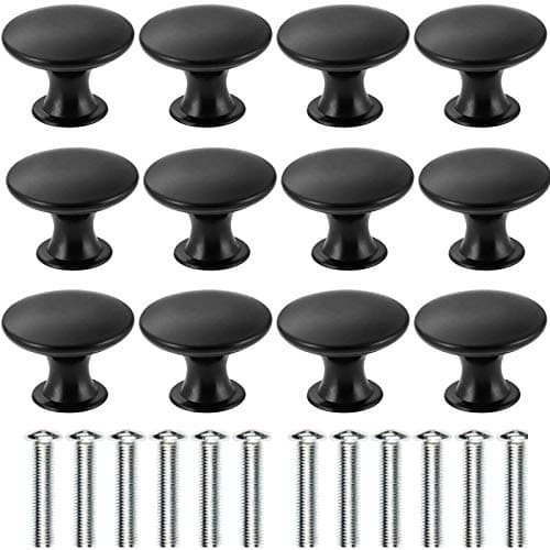 Image of Kyrio 12PCS Drawers Knobs Furniture Knobs Drawer Handles Vintage Antique Brass Diameter 30 mm Knob for Cabinet Drawer (Black)