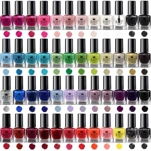 Image of Beauty4Britain Nail Polish Varnish Set 48 Modern Colours + 2 Nail Art Sticker Sets + 2 Display Boxes